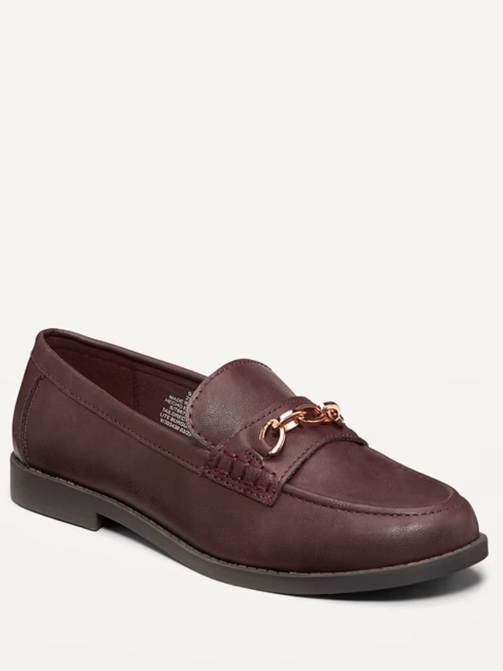 Women's Faux Leather Loafer with Chain Accent